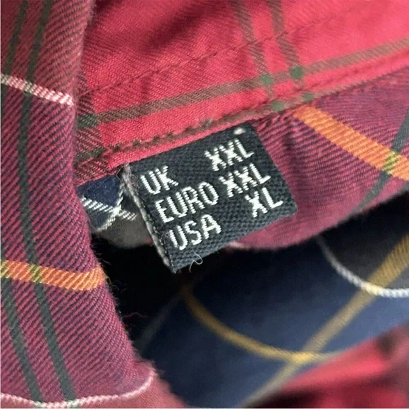Barbour Castlebay Tailored Fit Shirt Men's XL Navy Red Tartan Plaid Long Sleeve - Picture 3 of 7